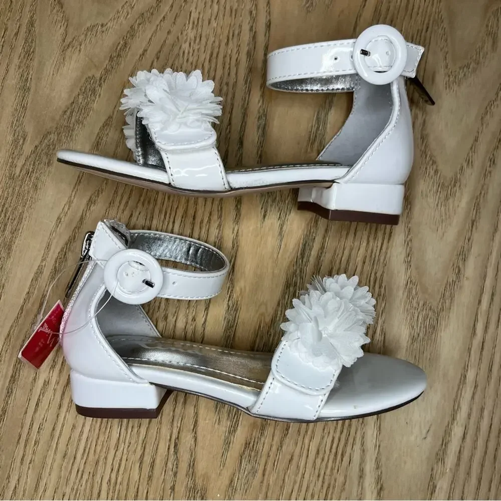 NWT Nina Girl’s Shayla White Floral Sandals Flower Girl Dressy Heels Size 9